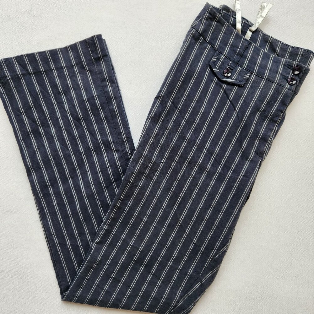 M&S Womens Pinstripe Dress Pants Gray White Suit Office Siren Corpcore Business